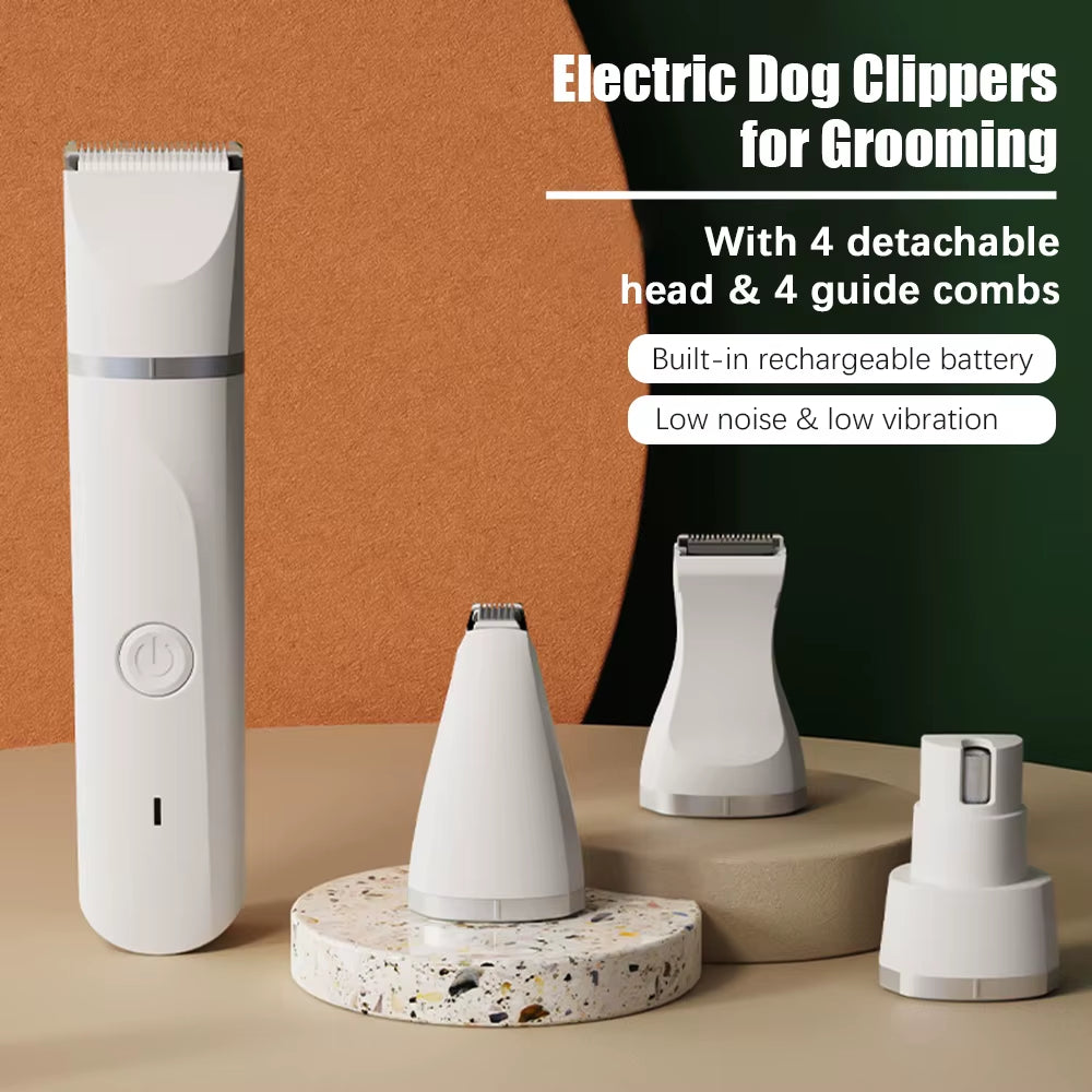 4-In-1 Multi-Functional Electric Dog Clippers for Grooming Cordless Dog Shaver Clippers Trimmers Low Noise Pet Grooming Tools