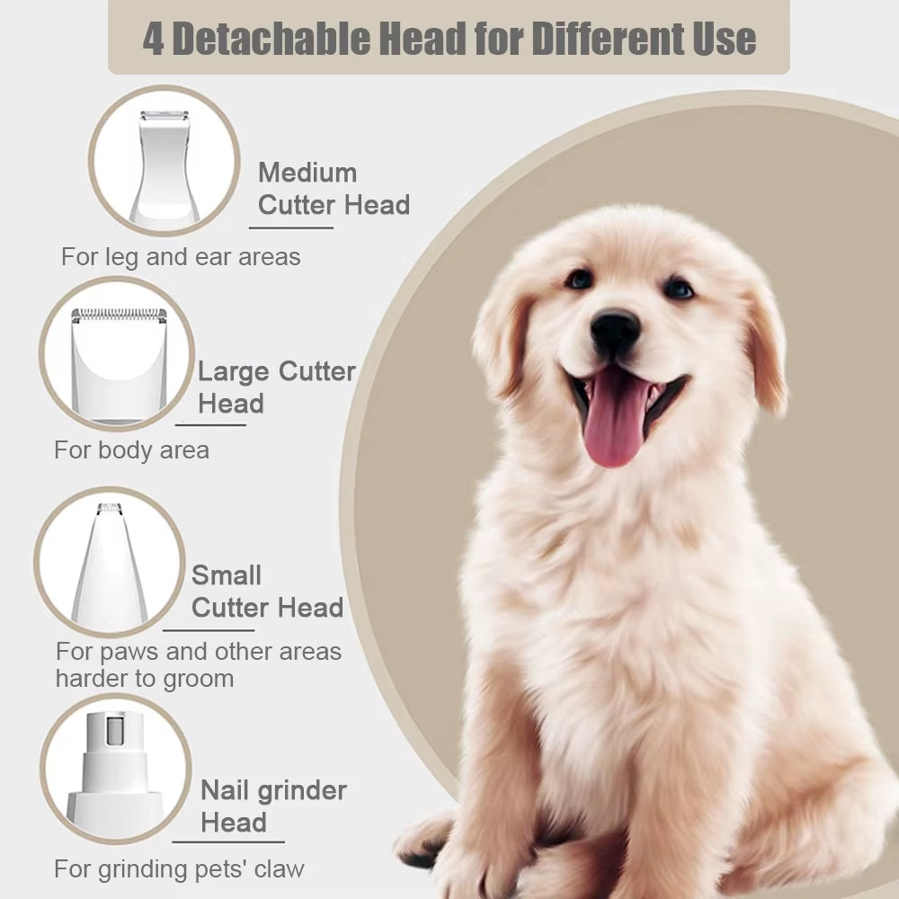 4-In-1 Multi-Functional Electric Dog Clippers for Grooming Cordless Dog Shaver Clippers Trimmers Low Noise Pet Grooming Tools